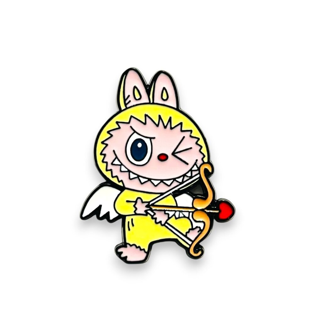Labubu Yellow Cupid Fan Art Enamel Pin Lapel Pin